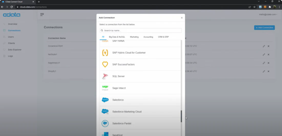 screenshot of CData Connect Cloud
